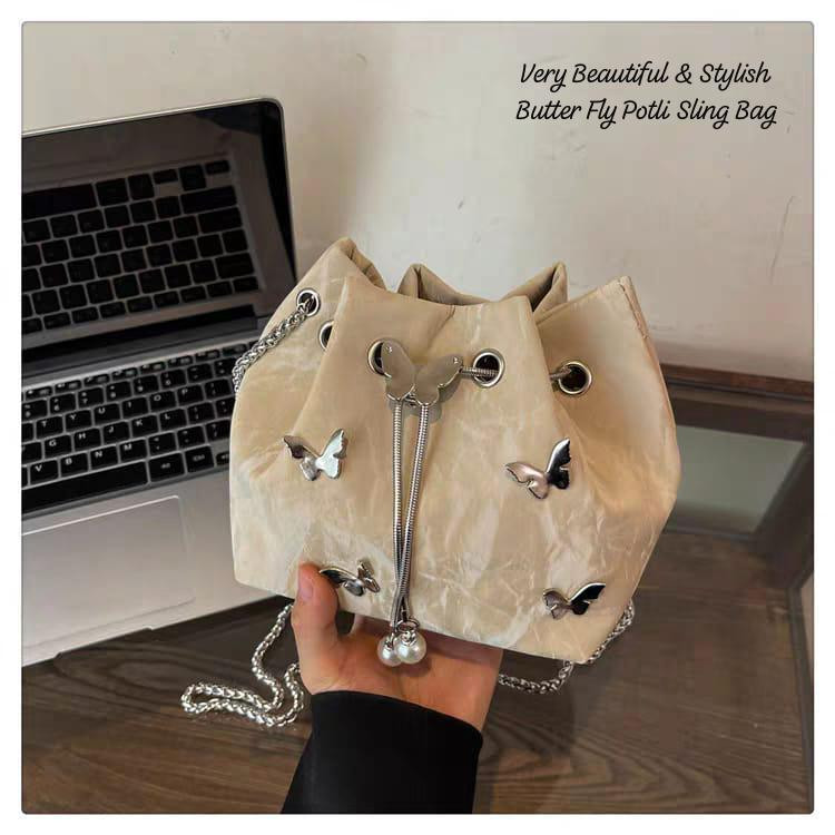 New Imported Butterfly Potli Sling Bag For women– Stylish & Trendy PU Leather Handbag for Women