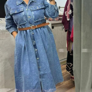 Comfiest Denim Bela A-Line Dress with Belt – Stylish & Versatile Seasonal Outfit for Girls