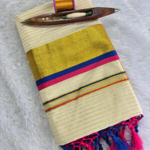 Cotton Body Lines Saree with Border & Checked Fancy Double Color Design