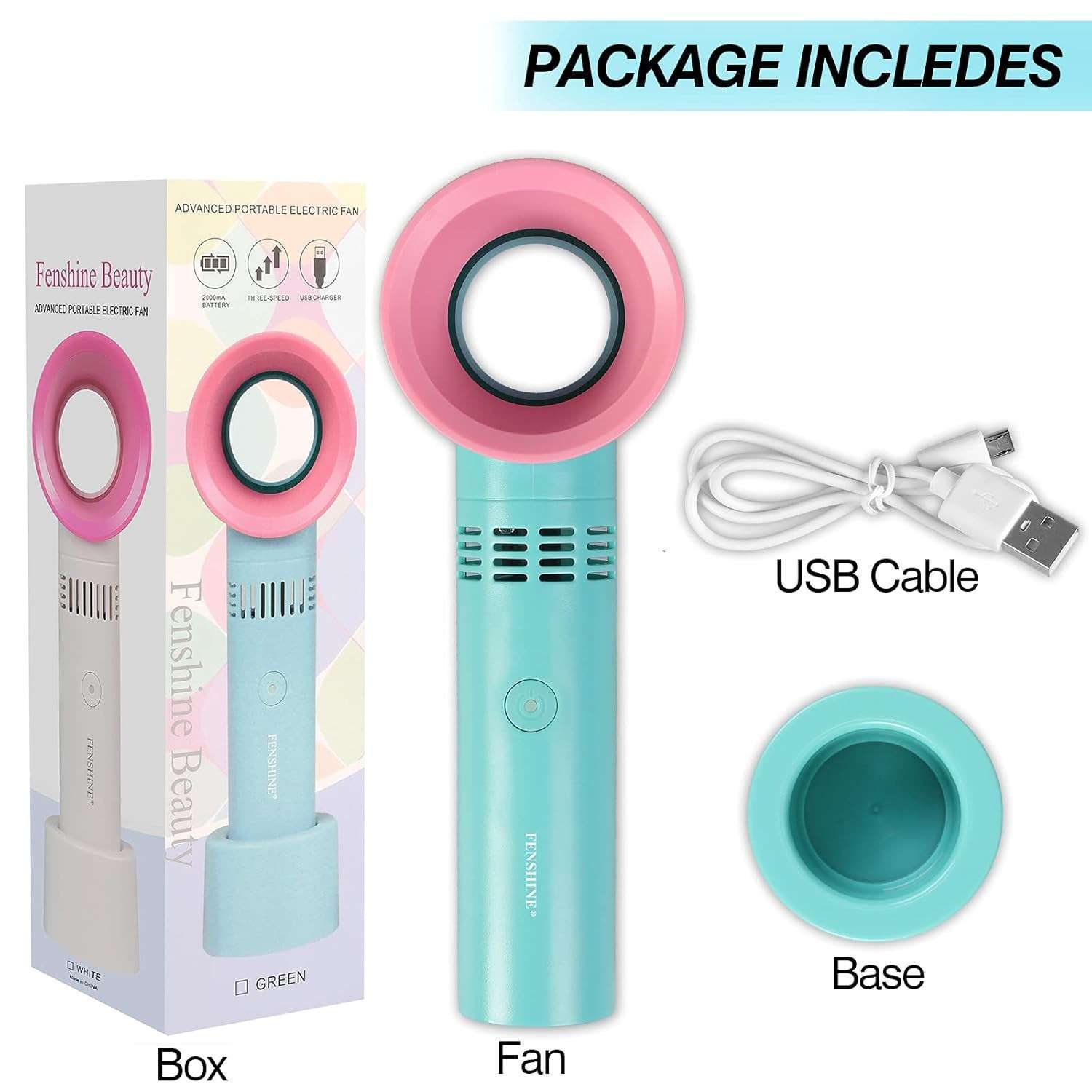 Outbee's Handheld Portable USB Bladeless Handy Fan Mini Eyelashes Dryer