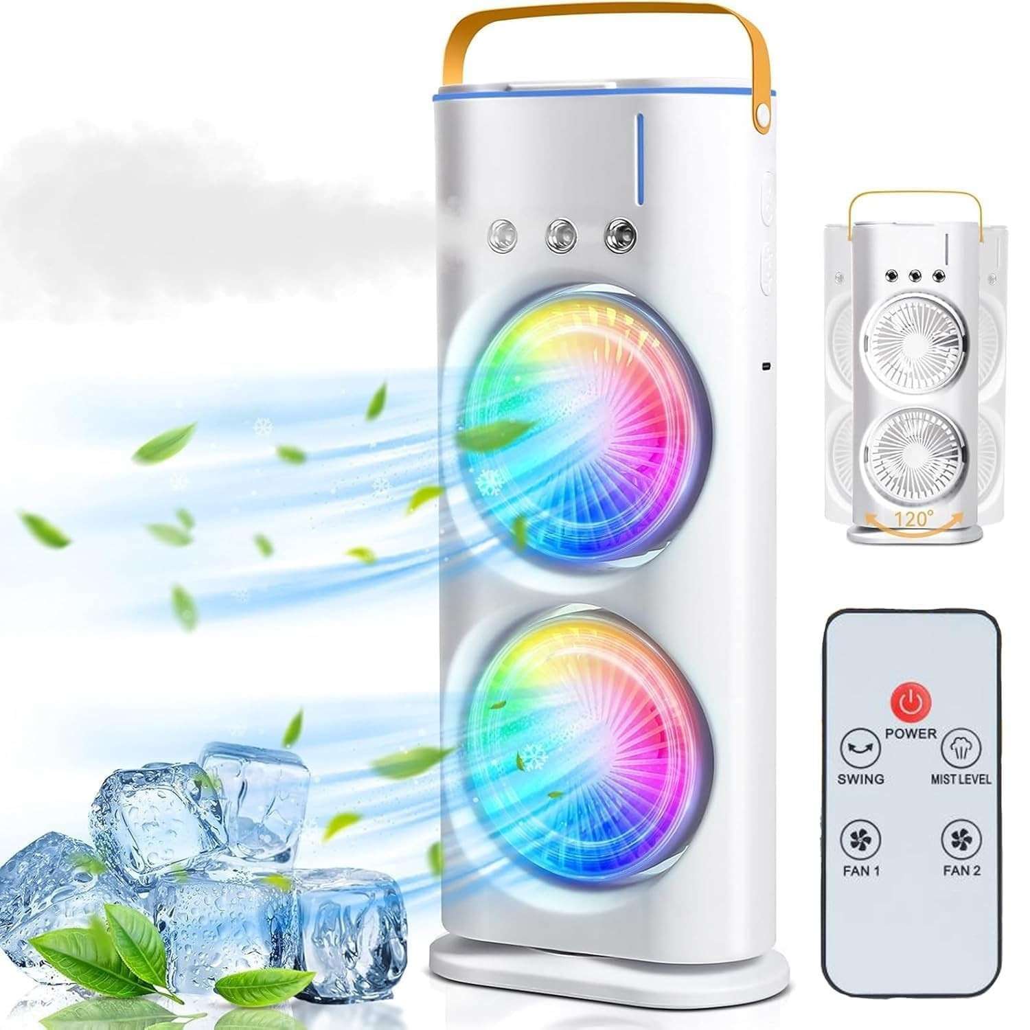 4000mAh Double Ended Spray Fan, Cold Air Fan,  New 3 Gears USB Rechargeable