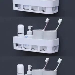 Pack of 3 – Wall-Mounted Plastic Storage Racks for Bathroom, Kitchen & Office