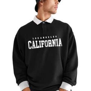 Jump Cuts Men's Printed Polo Neck Full Sleeve Black Cotton Blend T-Shirt – Outbe